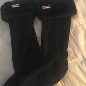 Tall Hunter Black Faux Fur Boot Socks
